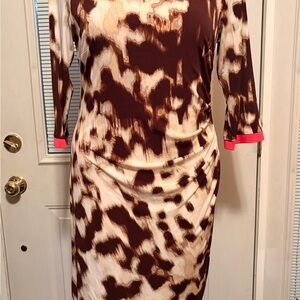 Jessica Howard Brown and Cream Patterned Dress